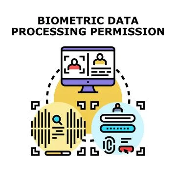 Biometric data processing permission concept illustration Stockillustratie