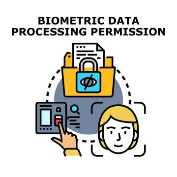Biometric data processing permission concept illustration Stock Illustration