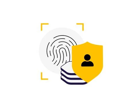 Biometric data protection secures sensitive fingerprint records, personal 스톡 일러스트
