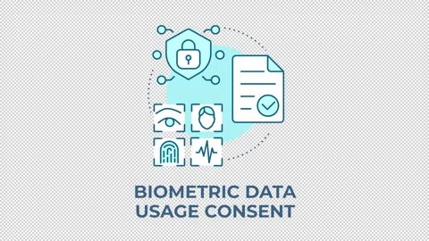 Biometric data usage consent blue concept icon animation Stock Footage 344176340