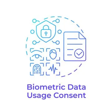 Biometric data usage consent blue gradient concept icon Stock Illustration