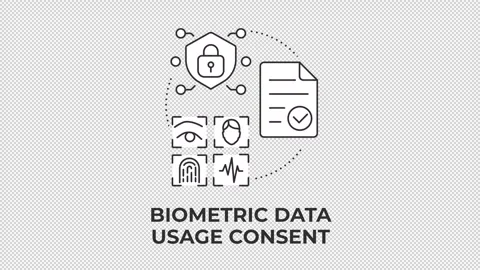 Biometric data usage consent line concept icon animation Stock Footage 340576491