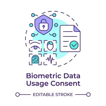 Biometric data usage consent multi color concept icon Stock Illustration