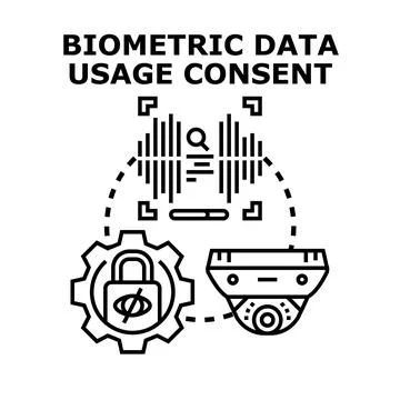 Biometric data usage consent process illustration 스톡 일러스트