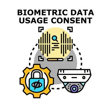 Biometric data usage consent process illustration Stock Illustration