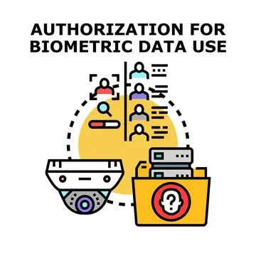 Biometric data use authorization and security concept Stock Illustration