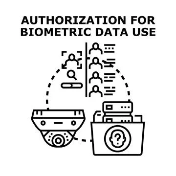 Biometric data use authorization and security concept Stock Illustration