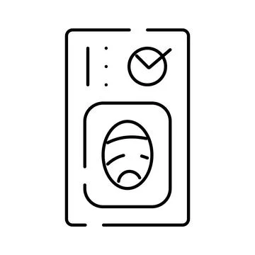 Biometric document icon showing sad face verification Stock Illustration