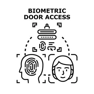 Biometric door access securing authentication system Stock Illustration