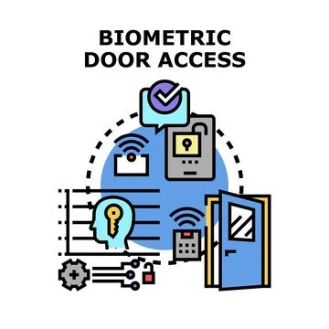 Biometric door access system securing personal identity Stock Illustration