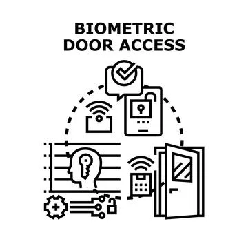 Biometric door access system securing personal identity Stock Illustration