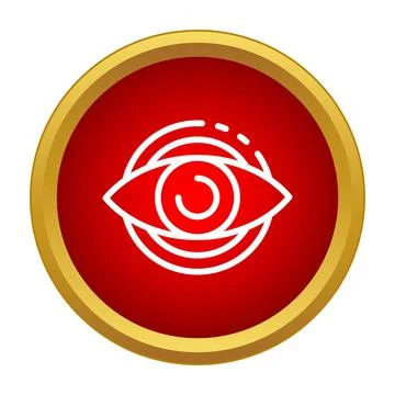 Biometric eye scanning for security icon on red button Illustrazione stock