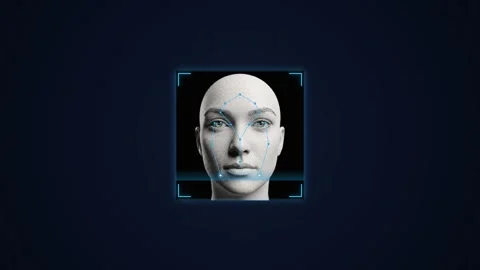 Biometric face id scan with successful face revified screen. 4K 스톡 동영상 343265144