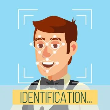Biometric Face Identification . Human Face With Polygons And Points. Safety Scan Stock Illustration