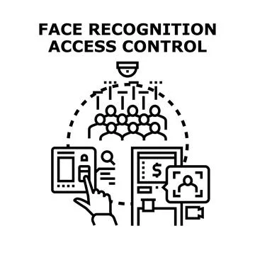 Biometric face recognition access control system managing security イラスト素材
