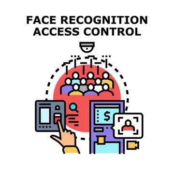 Biometric face recognition access control system managing security イラスト素材