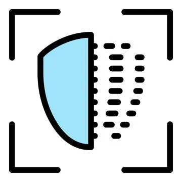 Biometric face recognition icon color outline vector Stock Illustration