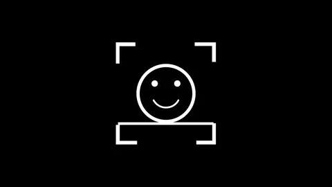 Biometric face recognition scan animation with smile face and green checkma.. Stock Footage 340630409