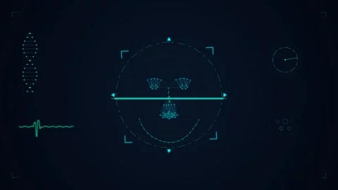 Biometric Face Recognition Scan HUD Overlay 스톡 동영상 345104896