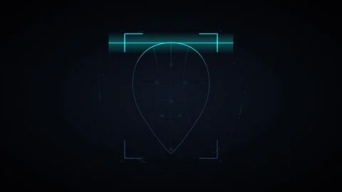 Biometric face recognition scan interface with digital hud overlay and secu.. Stock Footage 337558466