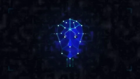 Biometric face recognition scanning animation technology digital security Stock Footage 347940298