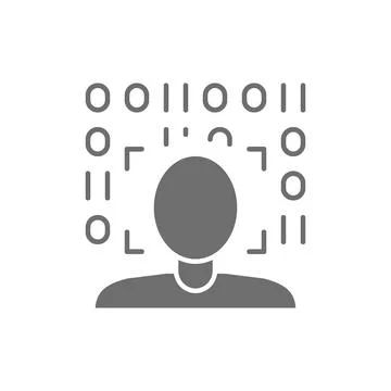 Biometric face verification scan grey icon. Isolated on white background 스톡 일러스트