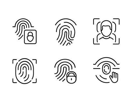 Biometric finger icon set Stock Illustration