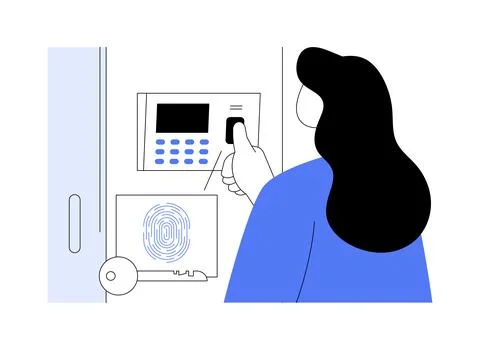 Biometric fingerprint abstract concept vector illustration. Stock Illustration