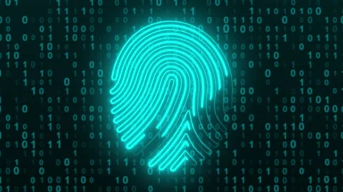Biometric Fingerprint And Binary Code Technology Video Animated Background Stock Footage 342477512