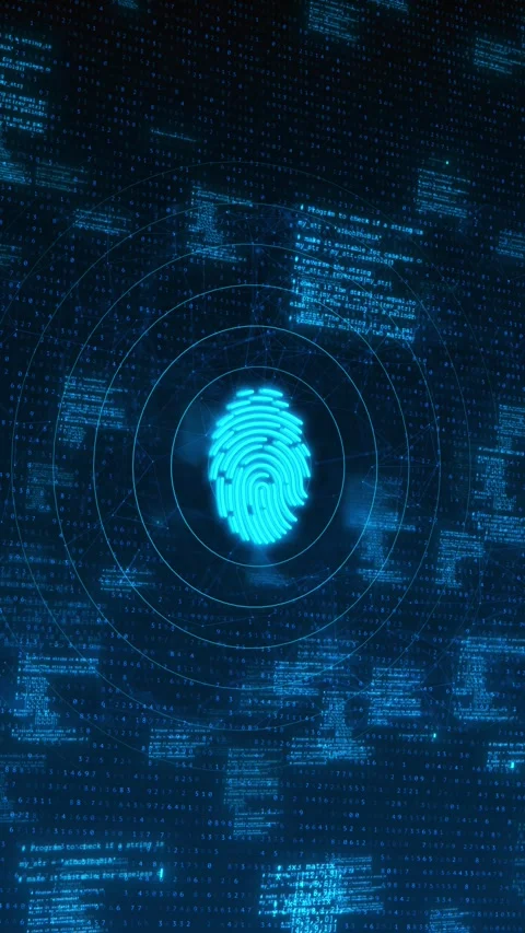 Biometric Fingerprint Authentication Cyber Security Data Background Video stock 341365656