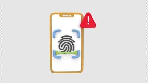 Biometric fingerprint authentication failure on a smartphone screen, accomp.. Stock Footage 308384111