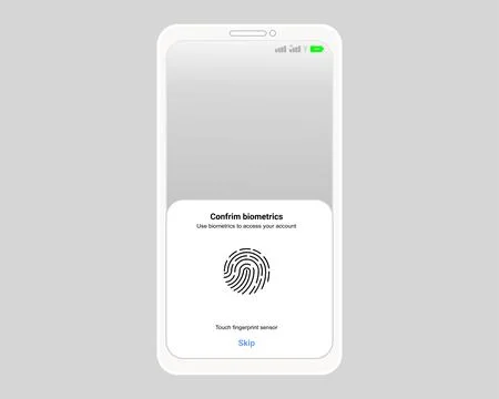Biometric Fingerprint Authentication Screen on Smartphone Interface Illustrazione stock