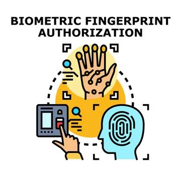 Biometric fingerprint authorization and digital identity verification concept Stock Illustration
