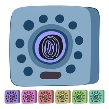 Biometric fingerprint door lock vector cartoon graphic Stock Illustration