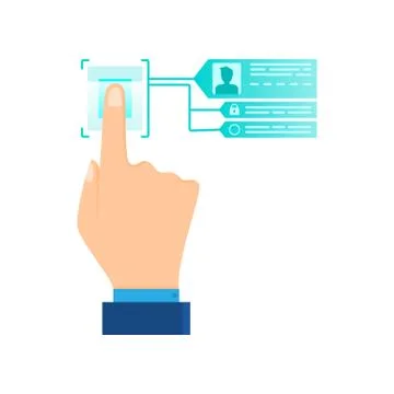 Biometric fingerprint reader shows personal id and photo Stock Illustration
