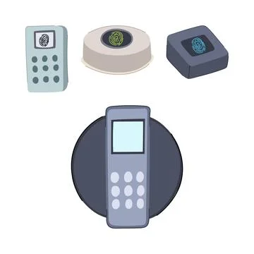 Biometric fingerprint recognition security devices concept illustration Stock Illustration