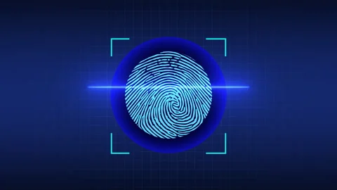 Biometric fingerprint scan for access video background Stock Footage 342302182