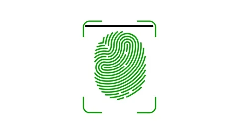 Biometric fingerprint scan animation on white background. Stockbeeldmateriaal 297951908