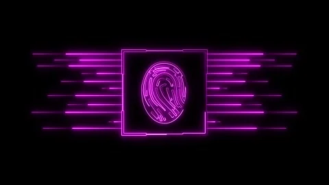 Biometric fingerprint scan visualizes advanced mobile security keys. Secure.. Stock Footage 337370238