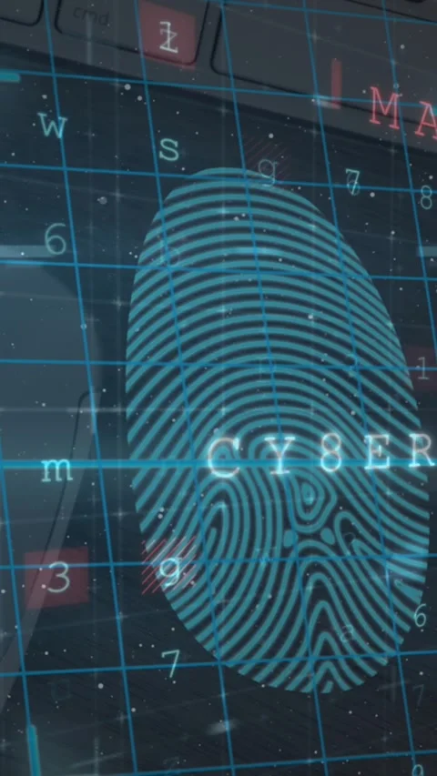 Biometric fingerprint scanner and security padlocks against close up of a mouse Stock Footage 341920855