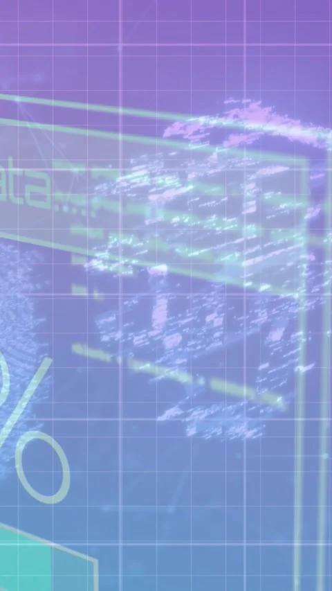 Biometric fingerprint scanner and security padlock icon against data processing Stock Footage 343127845