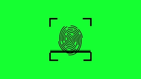 Biometric fingerprint scanner animation with scanning laser line and succes.. Video stock 340630401