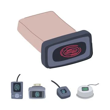 Biometric fingerprint scanner data security authentication technology イラスト素材