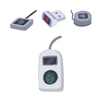 Biometric fingerprint scanner devices for security identification 스톡 일러스트