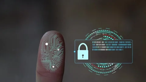 Biometric fingerprint scanner digital security access granted animation Stock Footage 340994440