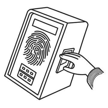 Biometric Fingerprint Scanner Security Icon Outline Illustrazione stock