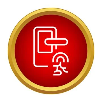 Biometric fingerprint scanner unlocking smart door icon Stock Illustration