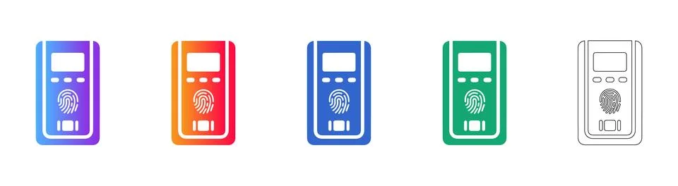 Biometric Fingerprint Scanner Vector Icon Set Stock Illustration