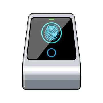 Biometric fingerprint scanner verifying identity and access control Ilustração Stock