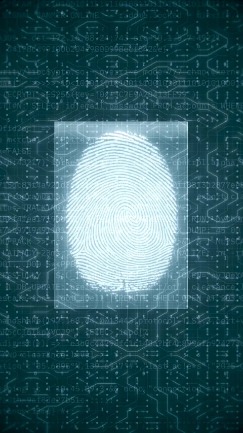 Biometric Fingerprint Scanning with Access Granted Interface Animation Stock Footage 324848155